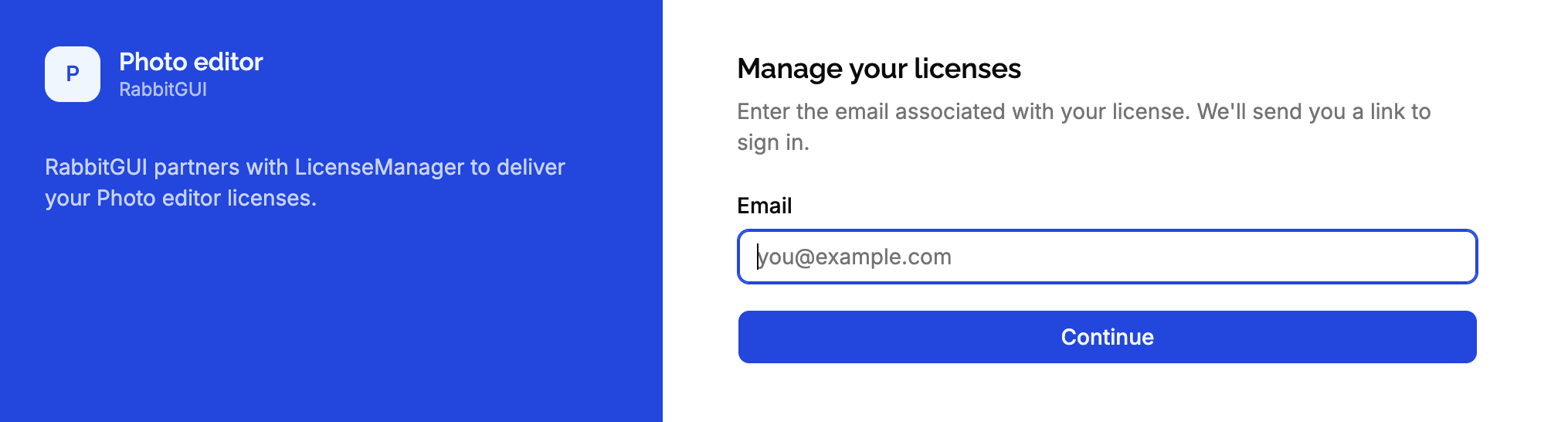 Customer portal sign in