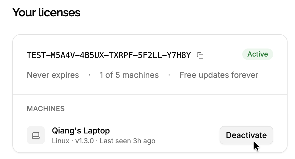 Error in a desktop app telling the license is used on 2 computers, with a Manage my computers button