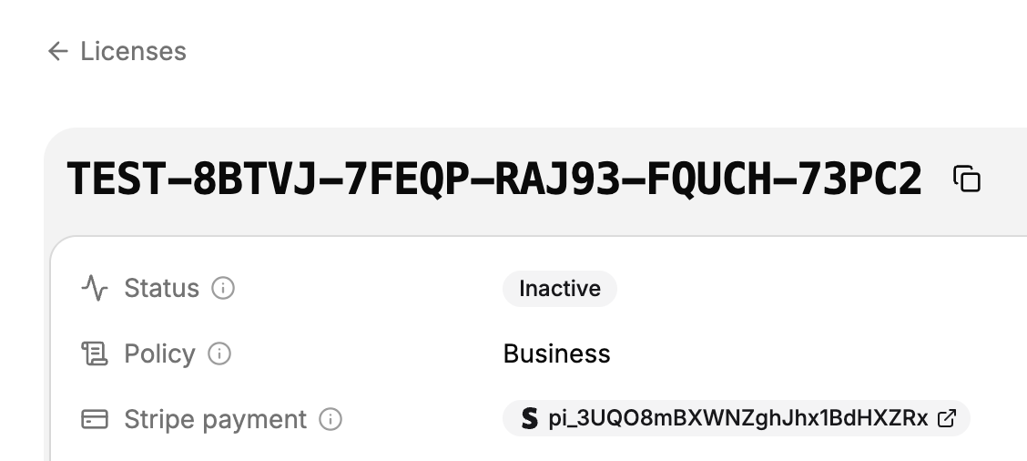 Screenshot license created